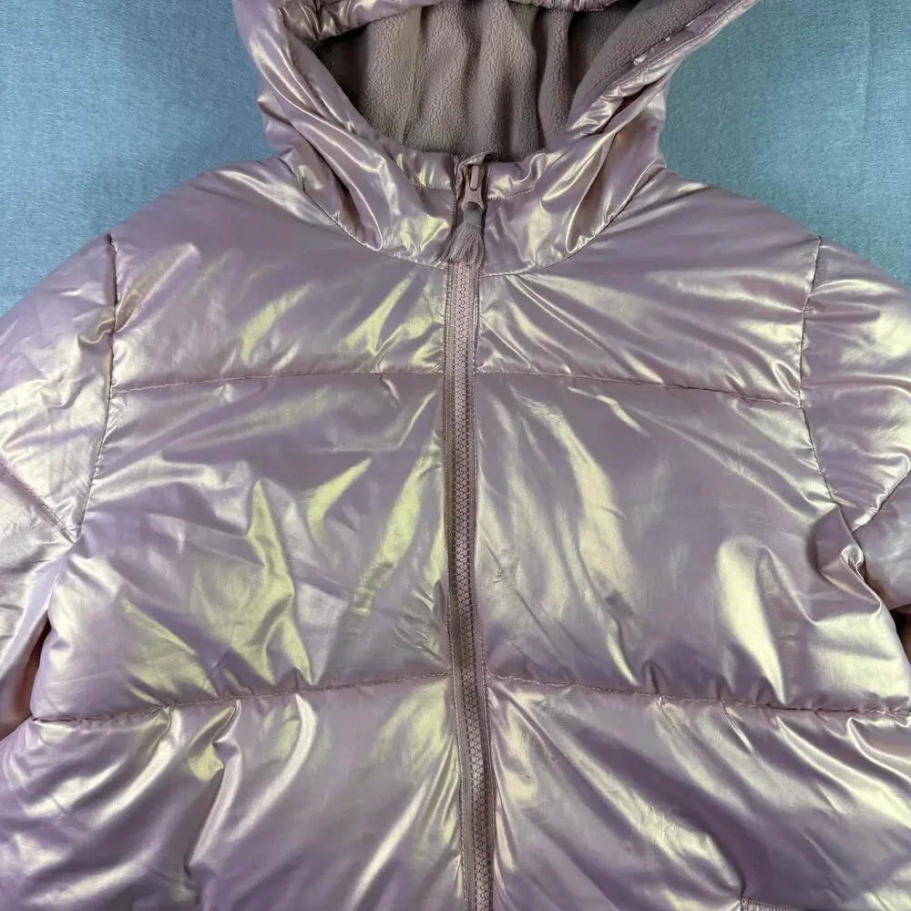 SWISS TECH Girls Rose Gold Metallic Puffer Jacket Size XL 14–16